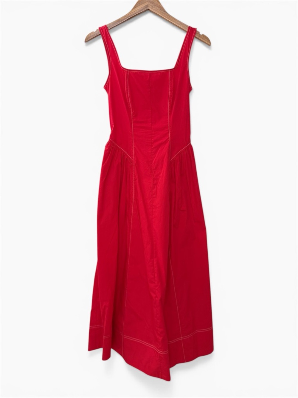 Red Sleeveless Square-Neck Maxi Dress